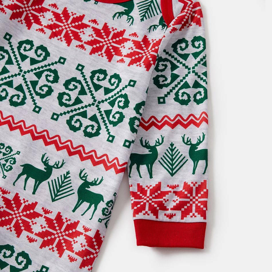 Christmas Family Matching Reindeer & Letter Print Green Raglan-sleeve Pajamas Sets (Flame Resistant) redblack big image 13