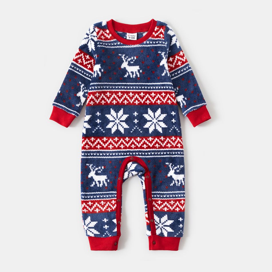 Look de família Natal Manga comprida Conjuntos de roupa para a família Tops Azul big image 8