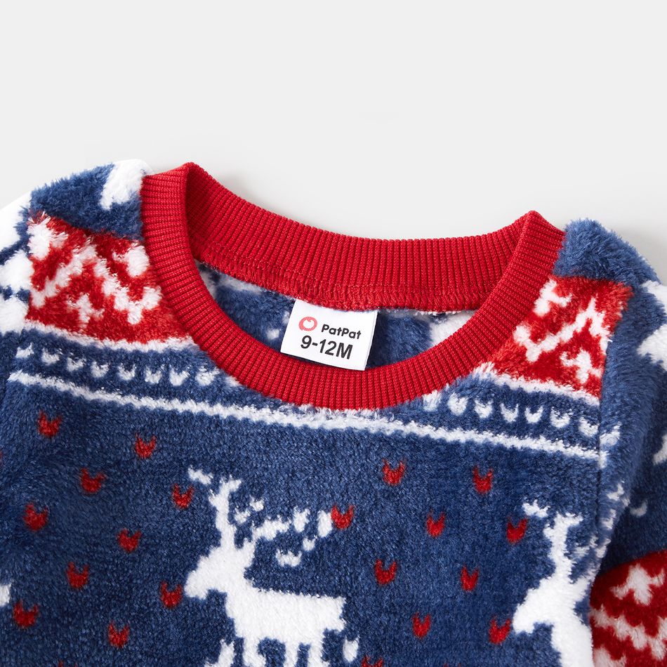 Look de família Natal Manga comprida Conjuntos de roupa para a família Tops Azul big image 9
