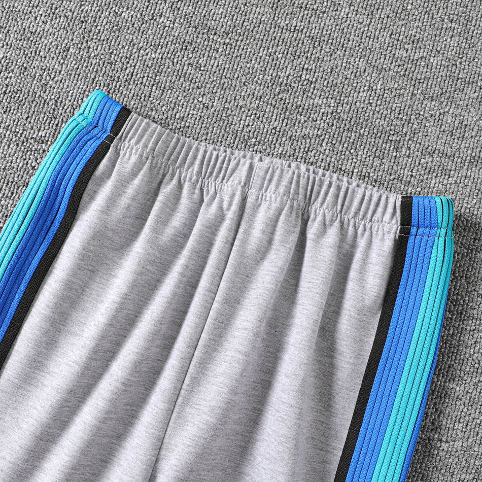 Kid Boy Colorblock Webbing Design Elasticized Pants Light Grey big image 4