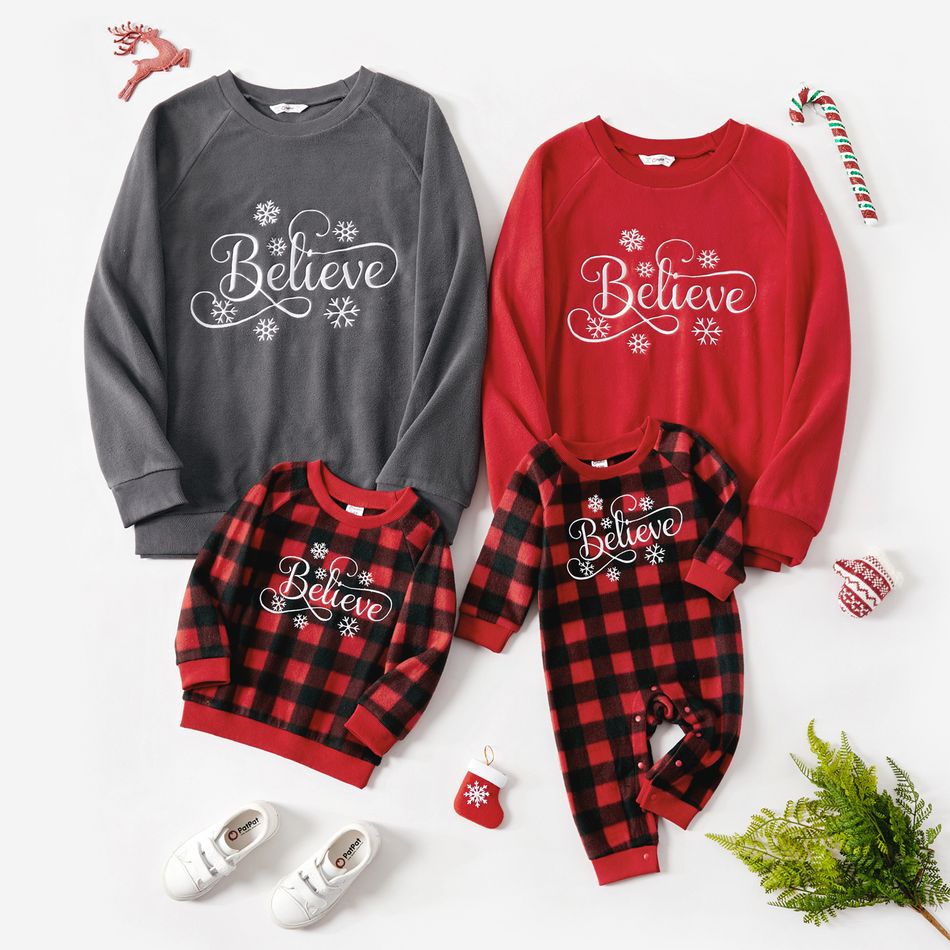Look de família Manga comprida Conjuntos de roupa para a família Tops Vermelho big image 1