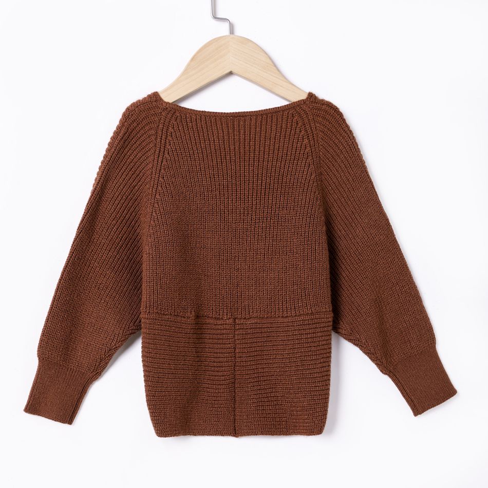 Toddler Girl Trendy Twist Front Brown Knit Sweater Brown big image 2