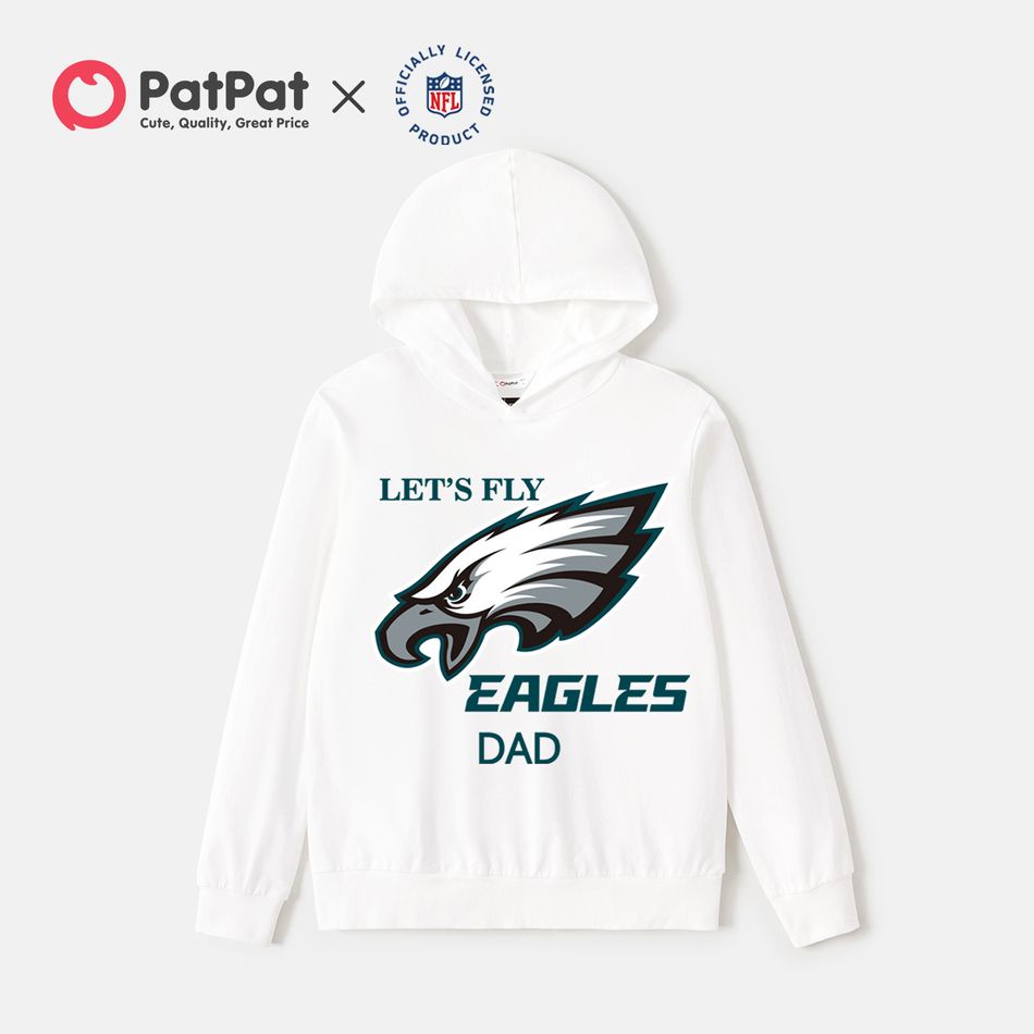 NFL Family Matching 100% Cotton Long-sleeve Graphic Hoodies ( Philadelphia Eagles) White big image 3