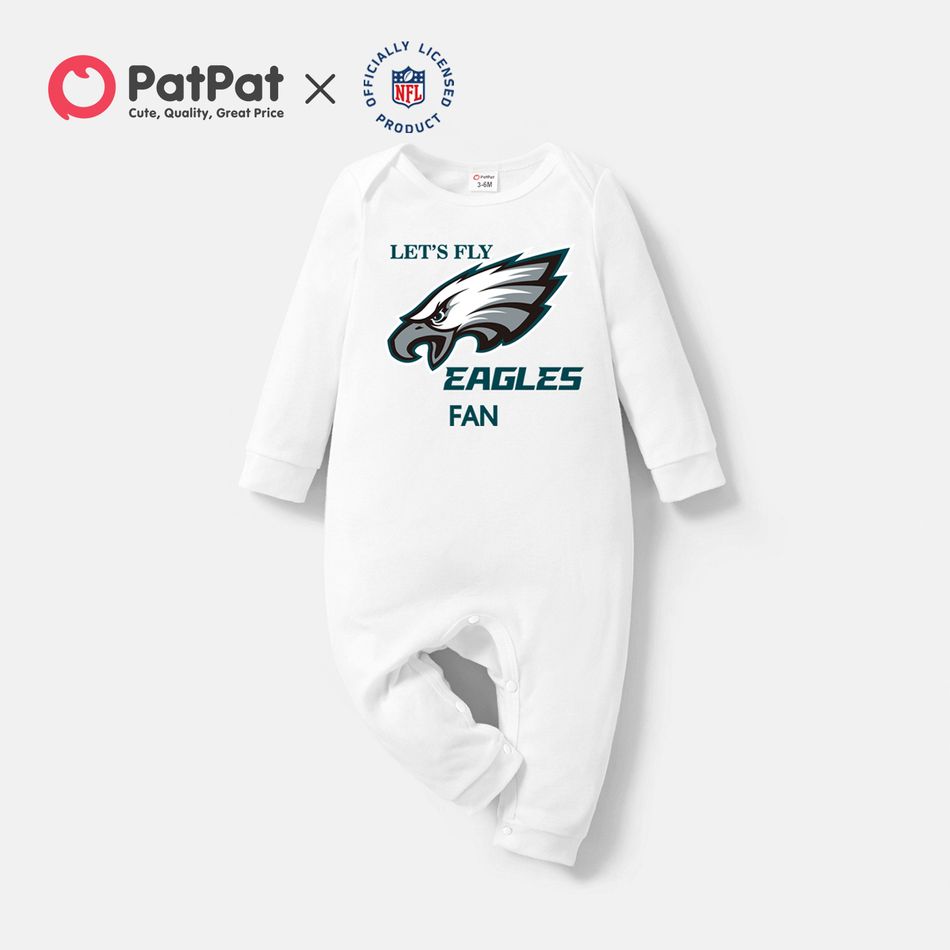 NFL Family Matching 100% Cotton Long-sleeve Graphic Hoodies ( Philadelphia Eagles) White big image 5