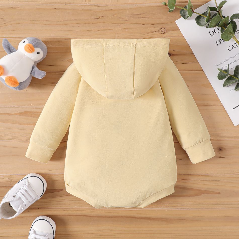 Baby Boy/Girl 95% Cotton Long-sleeve  Hooded Penguin Embroidered Romper Apricot big image 3