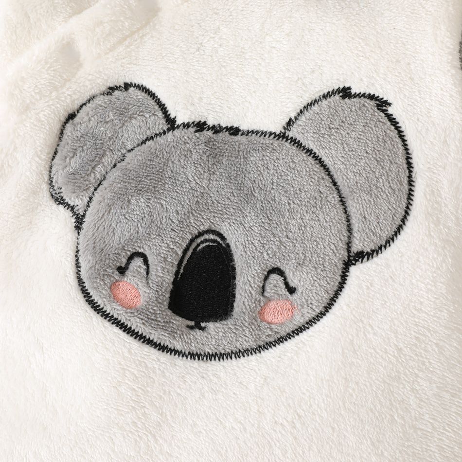 Baby Boy/Girl Koala Embroidered Contrast Collar Long-sleeve Fuzzy Jumpsuit ColorBlock big image 4