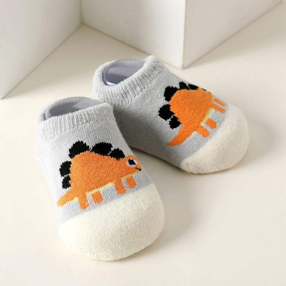 Socken mit Cartoon-Dinosaurier-Muster für Babys/Kleinkinder grau big image 4