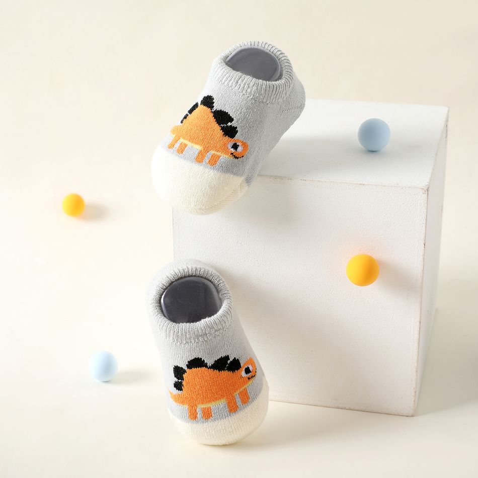 Socken mit Cartoon-Dinosaurier-Muster für Babys/Kleinkinder grau big image 2
