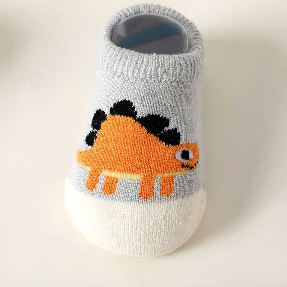 Socken mit Cartoon-Dinosaurier-Muster für Babys/Kleinkinder grau big image 3
