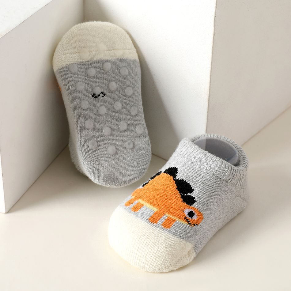 Socken mit Cartoon-Dinosaurier-Muster für Babys/Kleinkinder grau