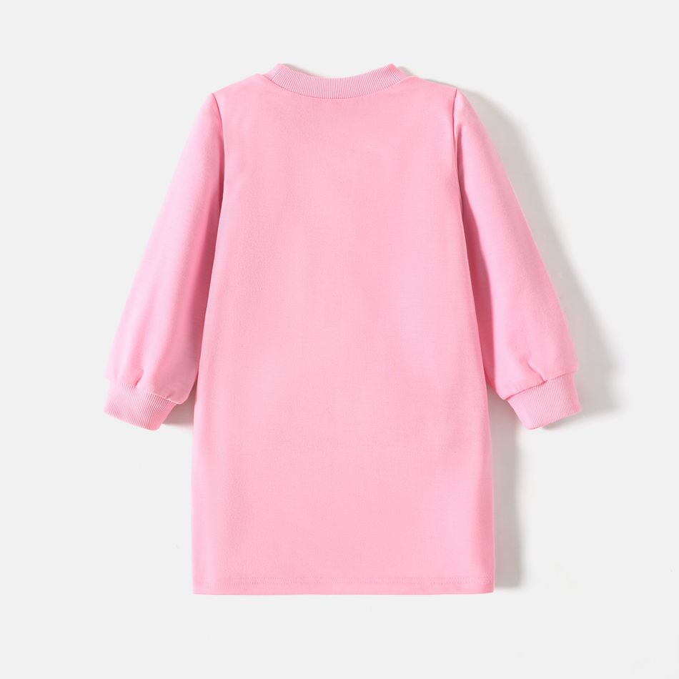 Looney Tunes Toddler Girl Tweety Pocket Design Sweatshirt Dress Pink big image 3