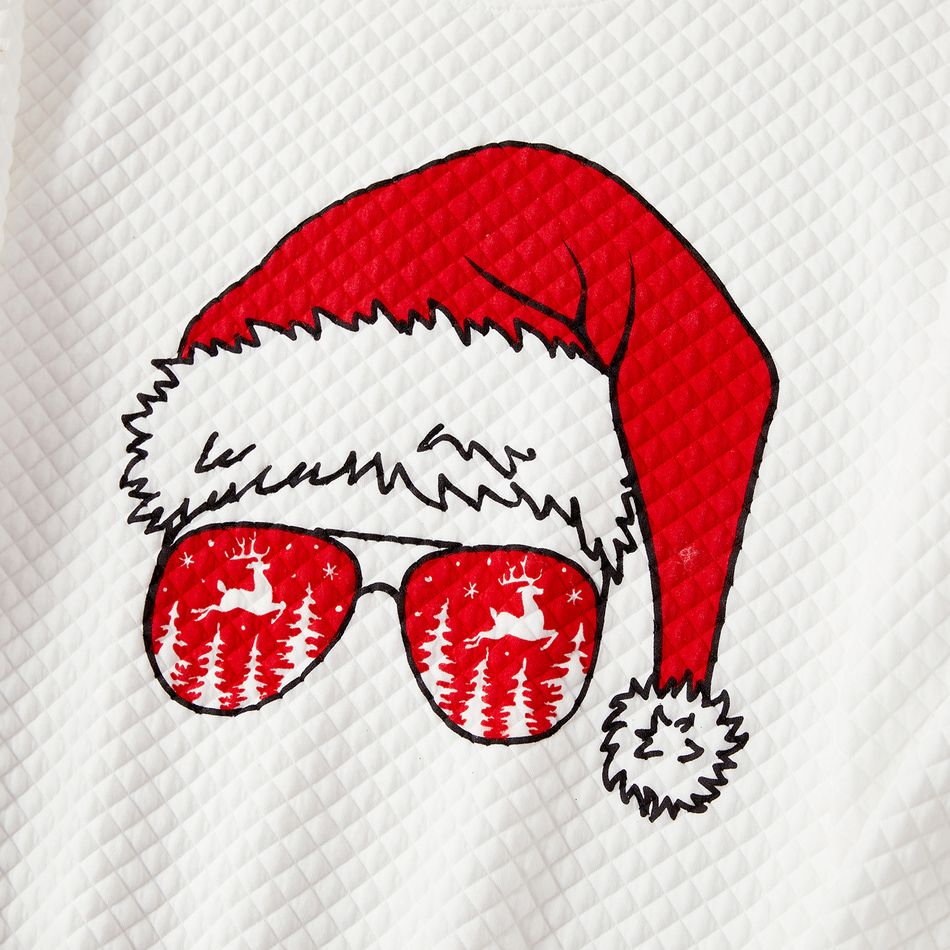 عيد الميلاد الجرافيك طباعة الأسرة البيضاء مطابقة بلوزات طويلة الأكمام محكم أبيض big image 7