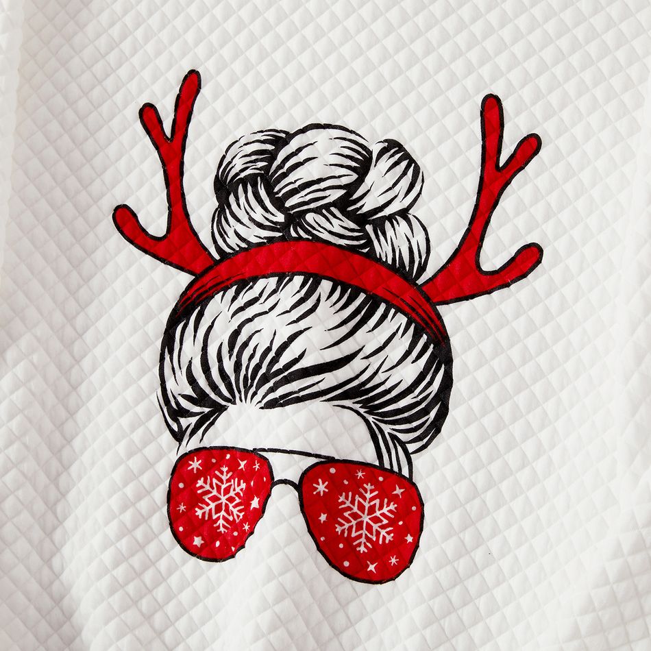 Look Familial Noël Manches longues Tenues de famille assorties Hauts Blanc big image 10