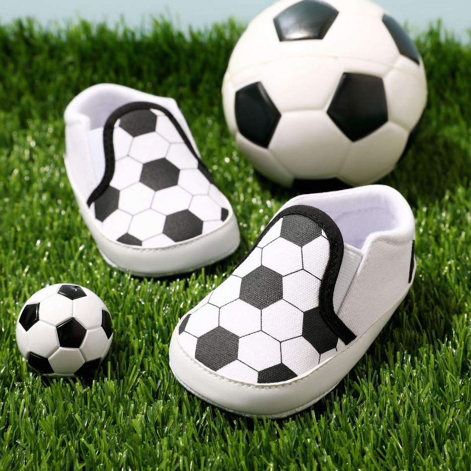 Baby / Toddler Football Soccer Pattern Slip-on Prewalker Shoes White big image 2
