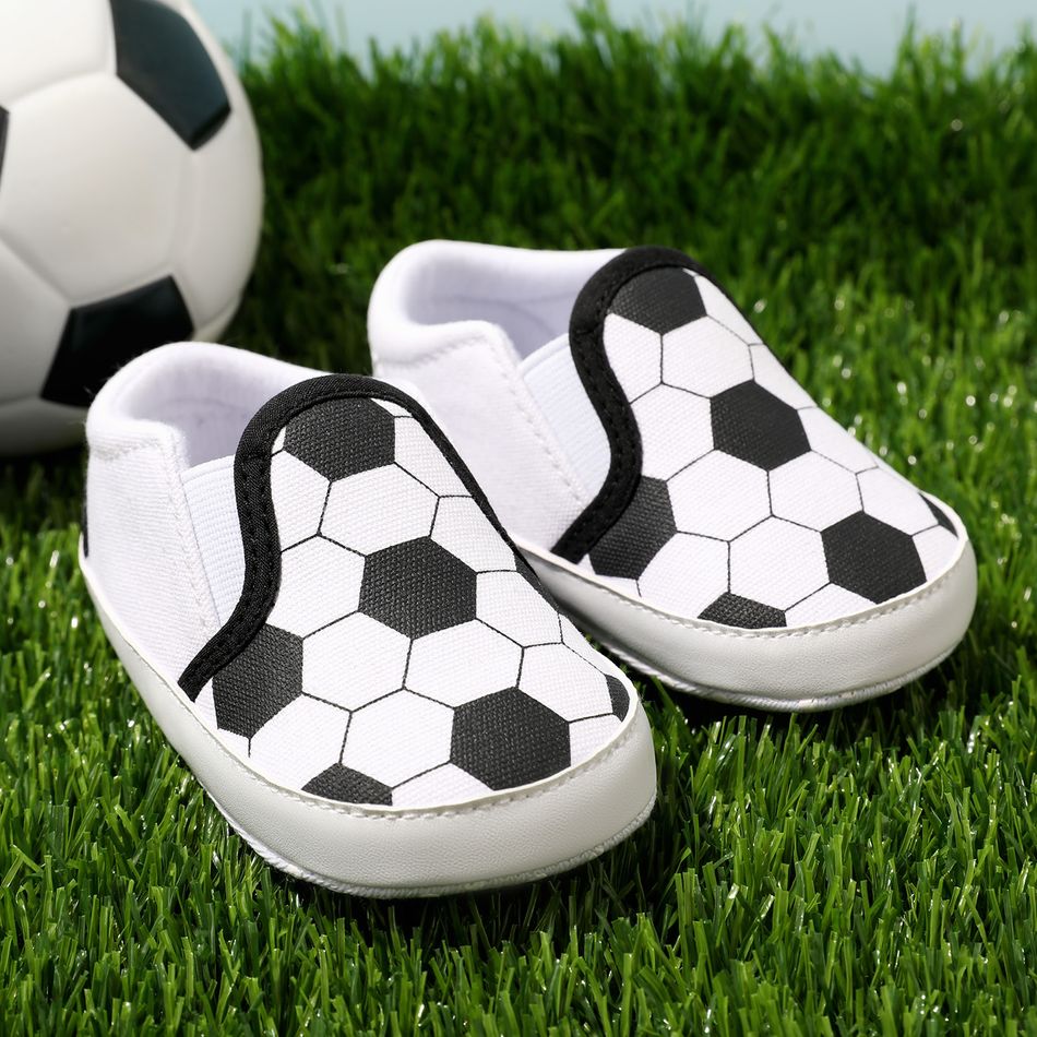حذاء ما قبل المشي للأطفال / الأطفال الصغار لكرة القدم بنمط كرة القدم سهل الارتداء أبيض big image 1