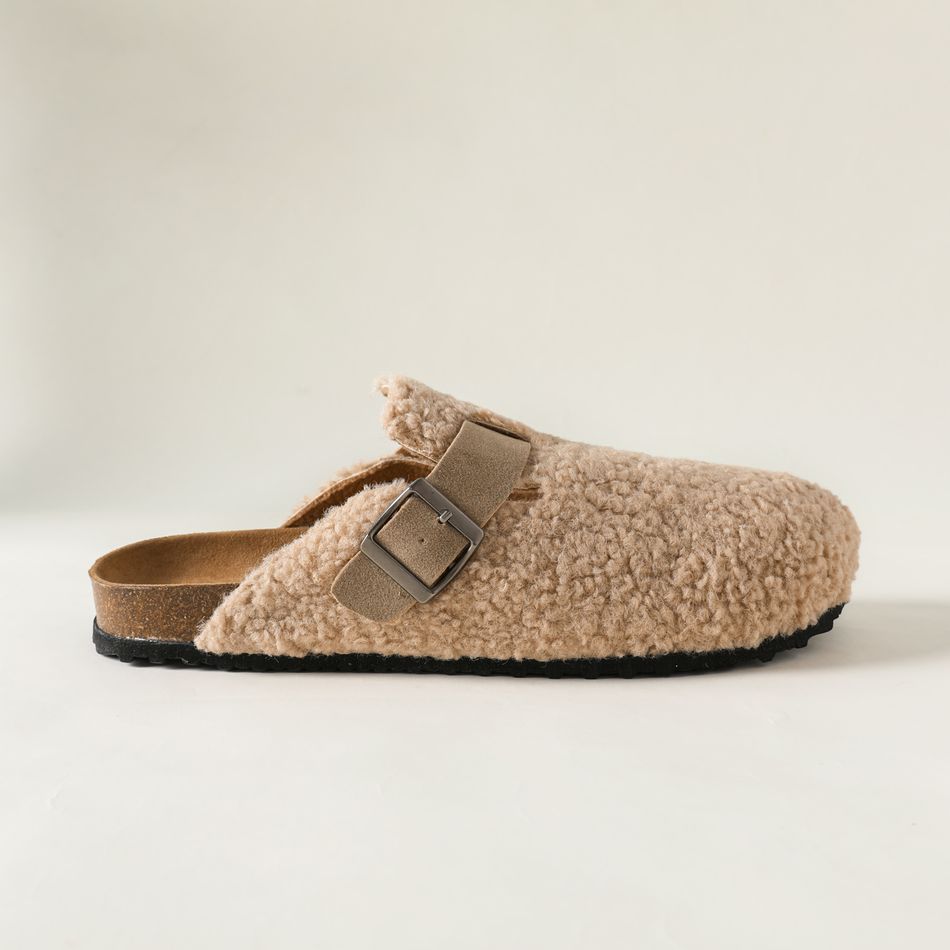 Family Matching Plush Buckle Footbed Sandals Apricot big image 7