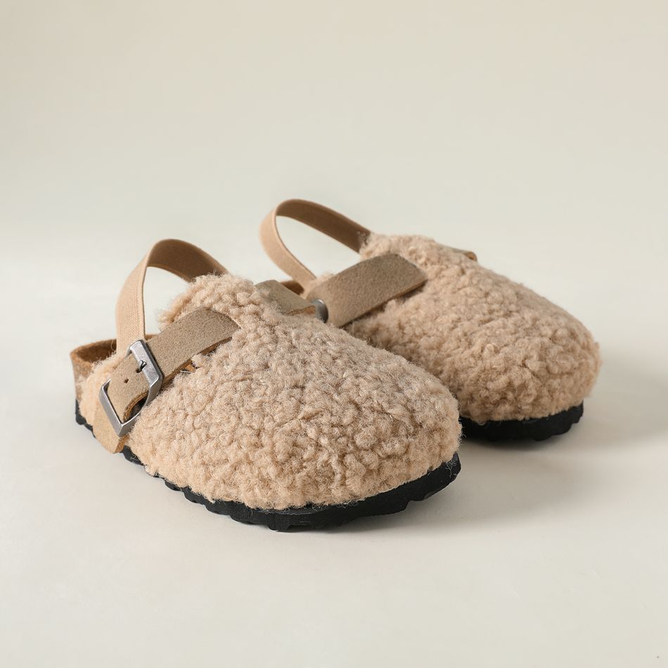 Family Matching Plush Buckle Footbed Sandals Apricot big image 4