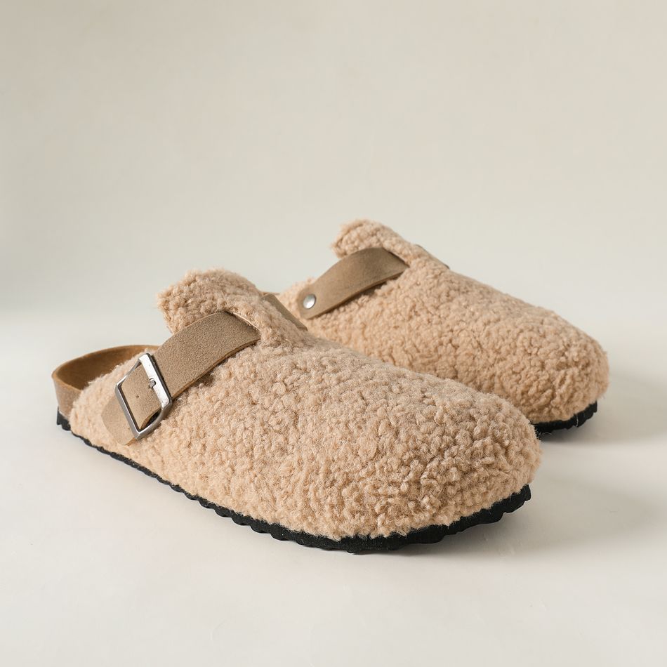 Family Matching Plush Buckle Footbed Sandals Apricot big image 5