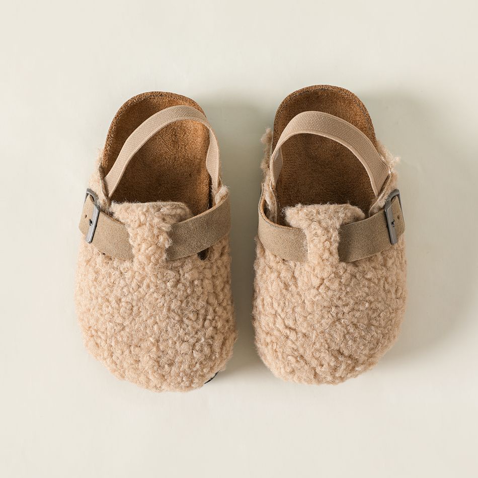 Family Matching Plush Buckle Footbed Sandals Apricot big image 1