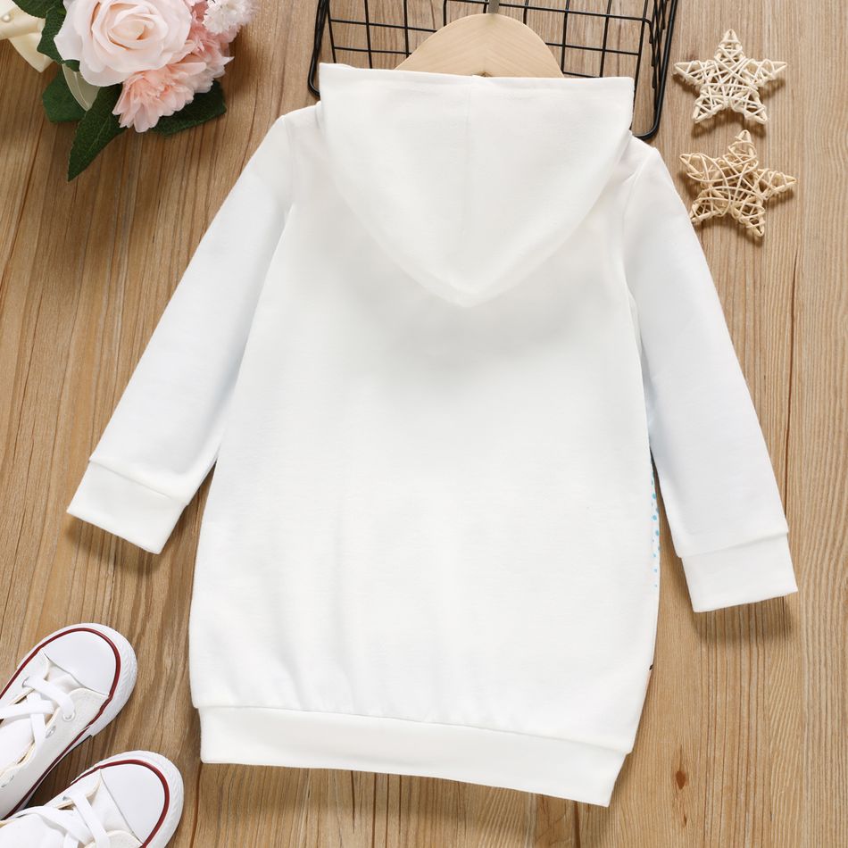طفلة صغيرة طباعة شخصية بيضاء مقنعين فستان من النوع الثقيل أبيض big image 2