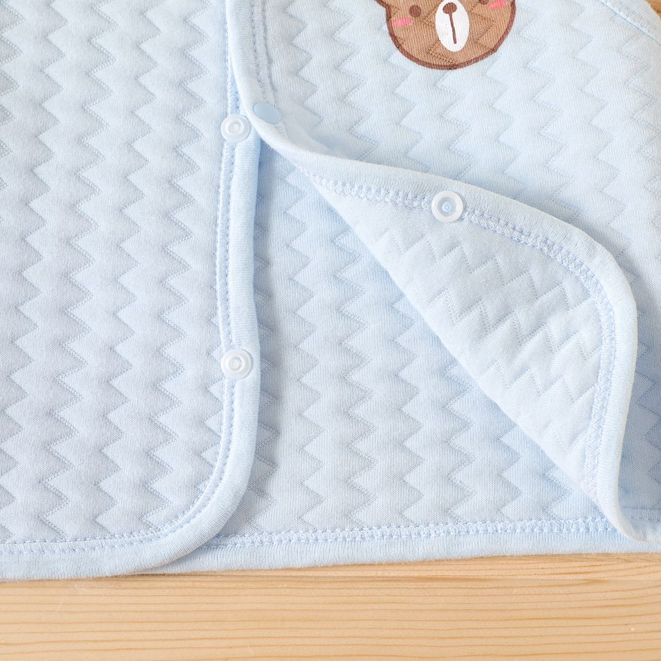 Baby 100% Cotton Bear Print Sleeveless Coat Waistcoat Light Blue big image 5