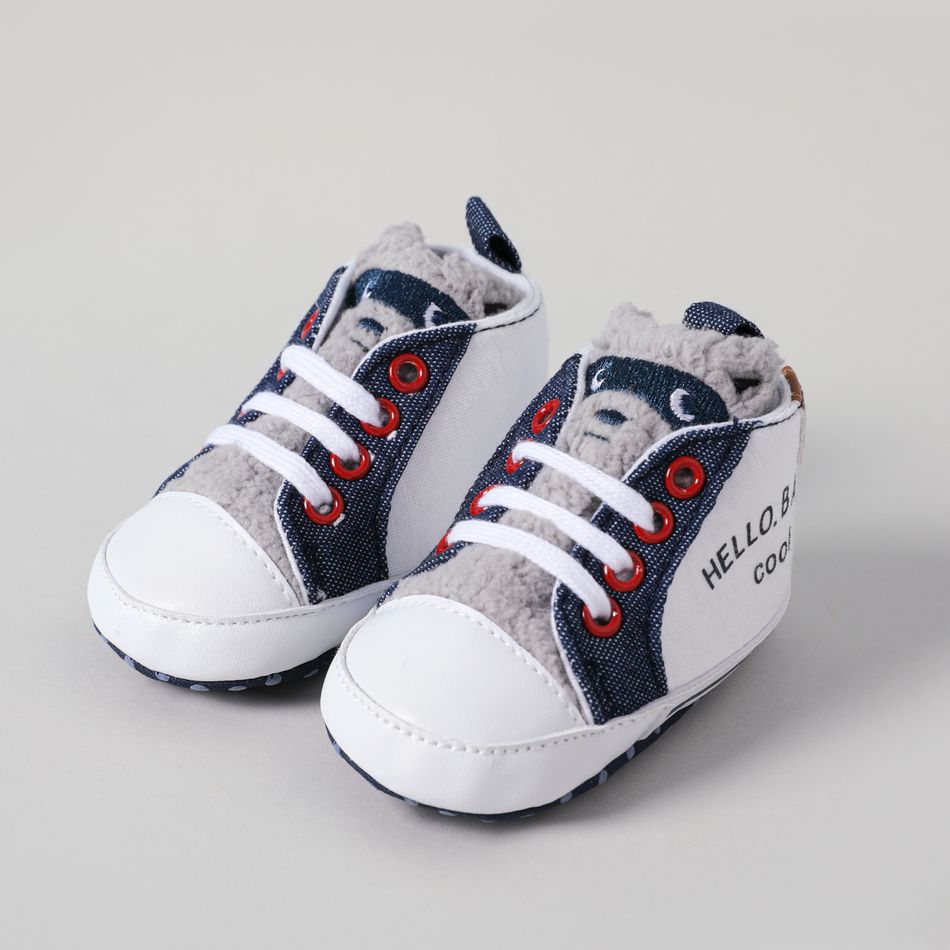 Baby / Toddler Letter Graphic Lace Up Cartoon Prewalker Shoes White