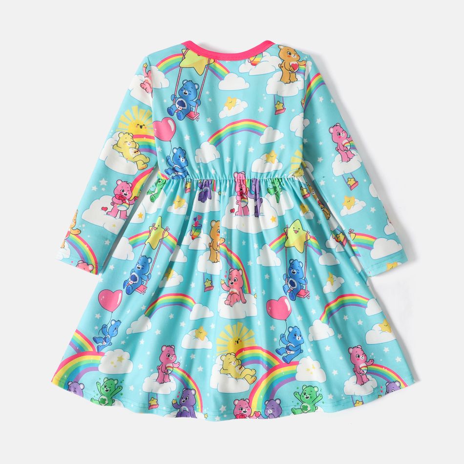 Care Bears Toddler Girl Polka dots/Rainbw/Heart Print Long-sleeve Dress Blue big image 6
