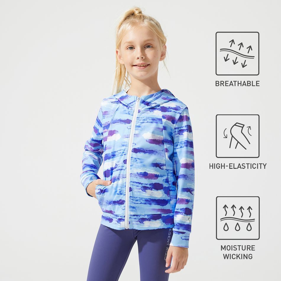 Activewear Kid Girl Tie Dyed Hooded Jacket Colorful
