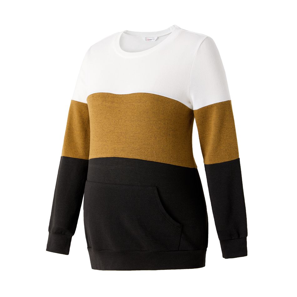 Maternity Color Block Long-sleeve Pullover Multi-color