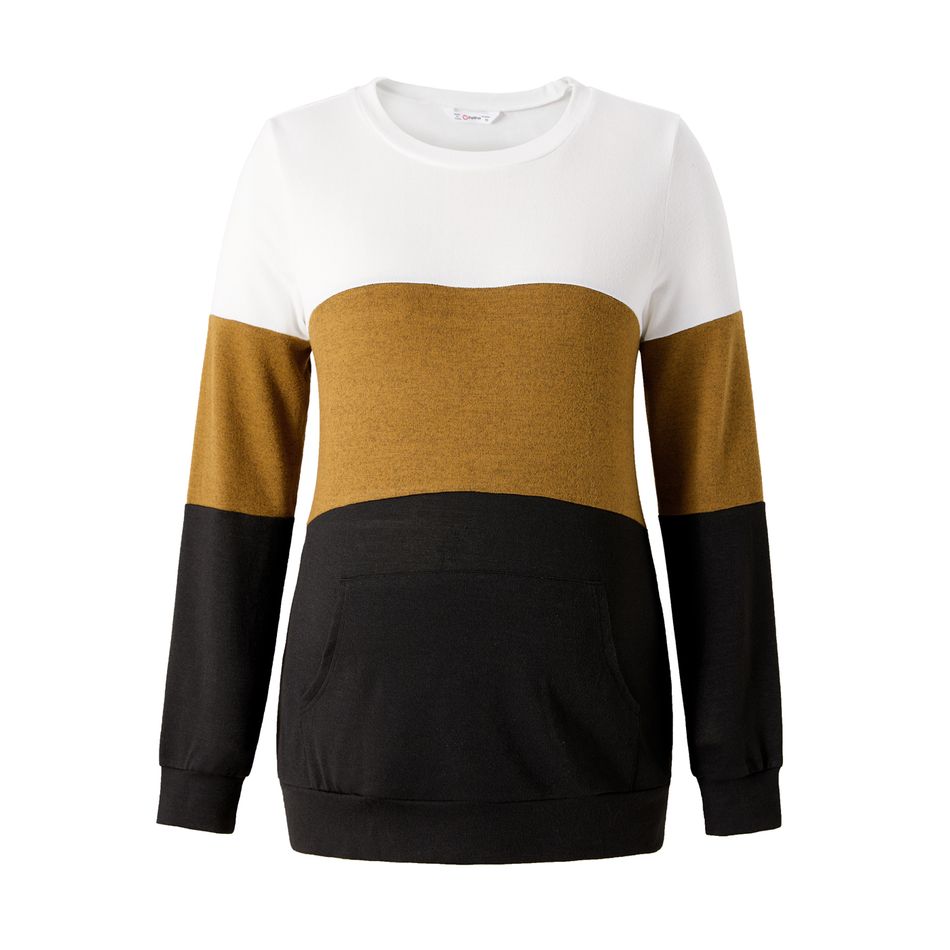 Maternity Color Block Long-sleeve Pullover Multi-color big image 2