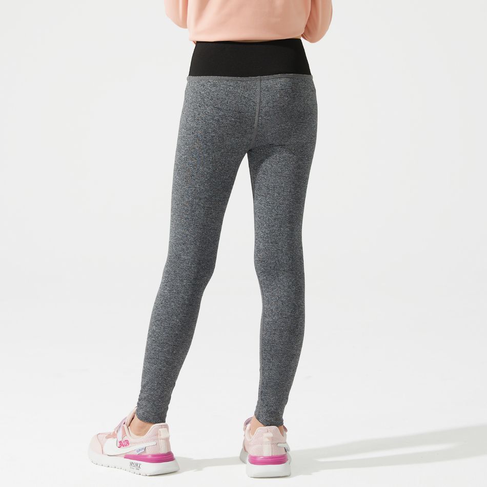 Activewear طفلة عالية الخصر colorblock تنفس طماق اللون الرمادي big image 5