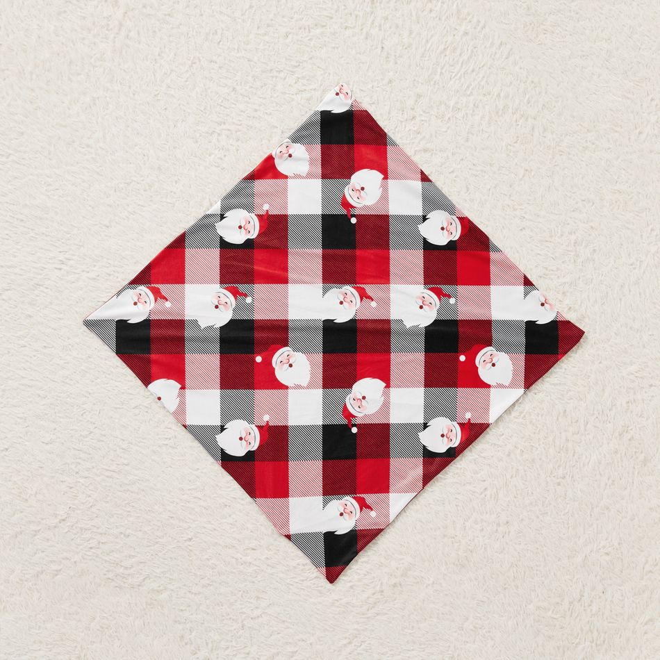 Christmas Family Matching Allover Santa Print Red Plaid Long-sleeve Pajamas Sets (Flame Resistant) redblack big image 12