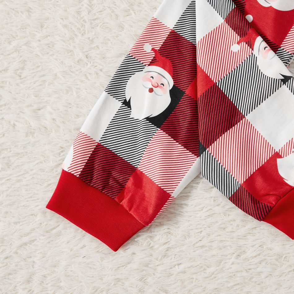 Christmas Family Matching Allover Santa Print Red Plaid Long-sleeve Pajamas Sets (Flame Resistant) redblack big image 9