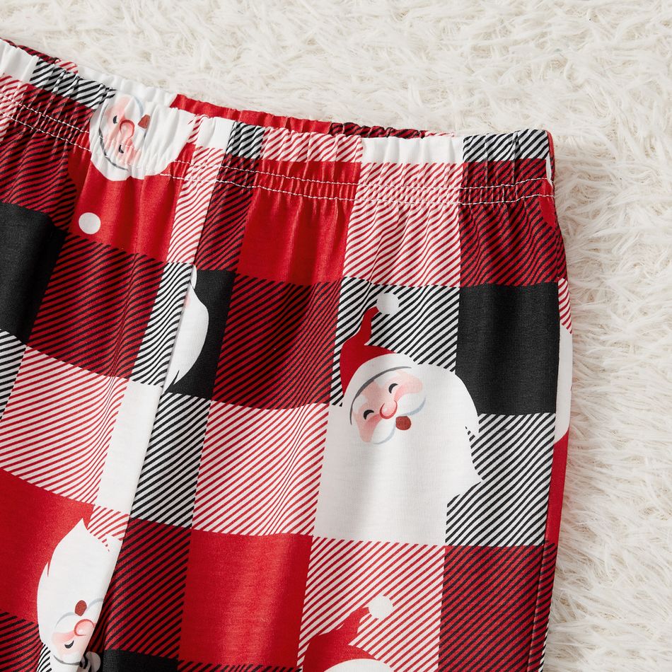 Christmas Family Matching Allover Santa Print Red Plaid Long-sleeve Pajamas Sets (Flame Resistant) redblack big image 8