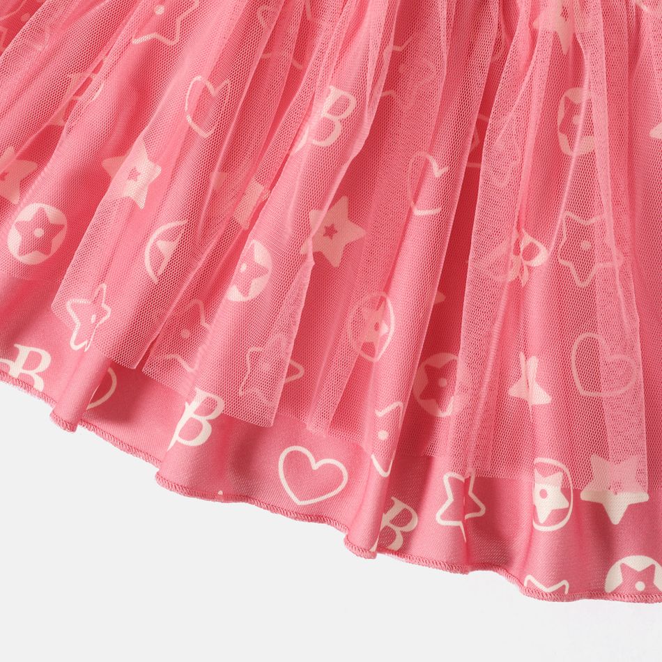 L.O.L. SURPRISE! 2pcs Toddler Girl Heart Star Print Hoodie Sweatshirt and Mesh Splice Skirt Set Pink big image 5