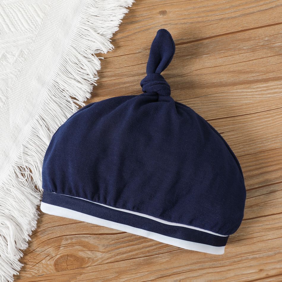 3pcs Baby Boy Penguin Print Blue Striped Long-sleeve Romper and Footed Pants with Hat Set blue+white