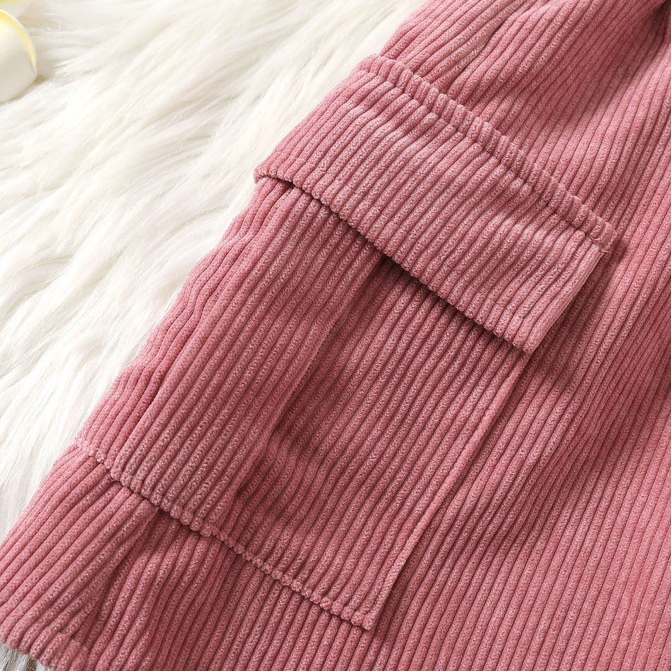 Kid Girl Pocket Design Solid Color Paperbag Skirt Pink big image 3