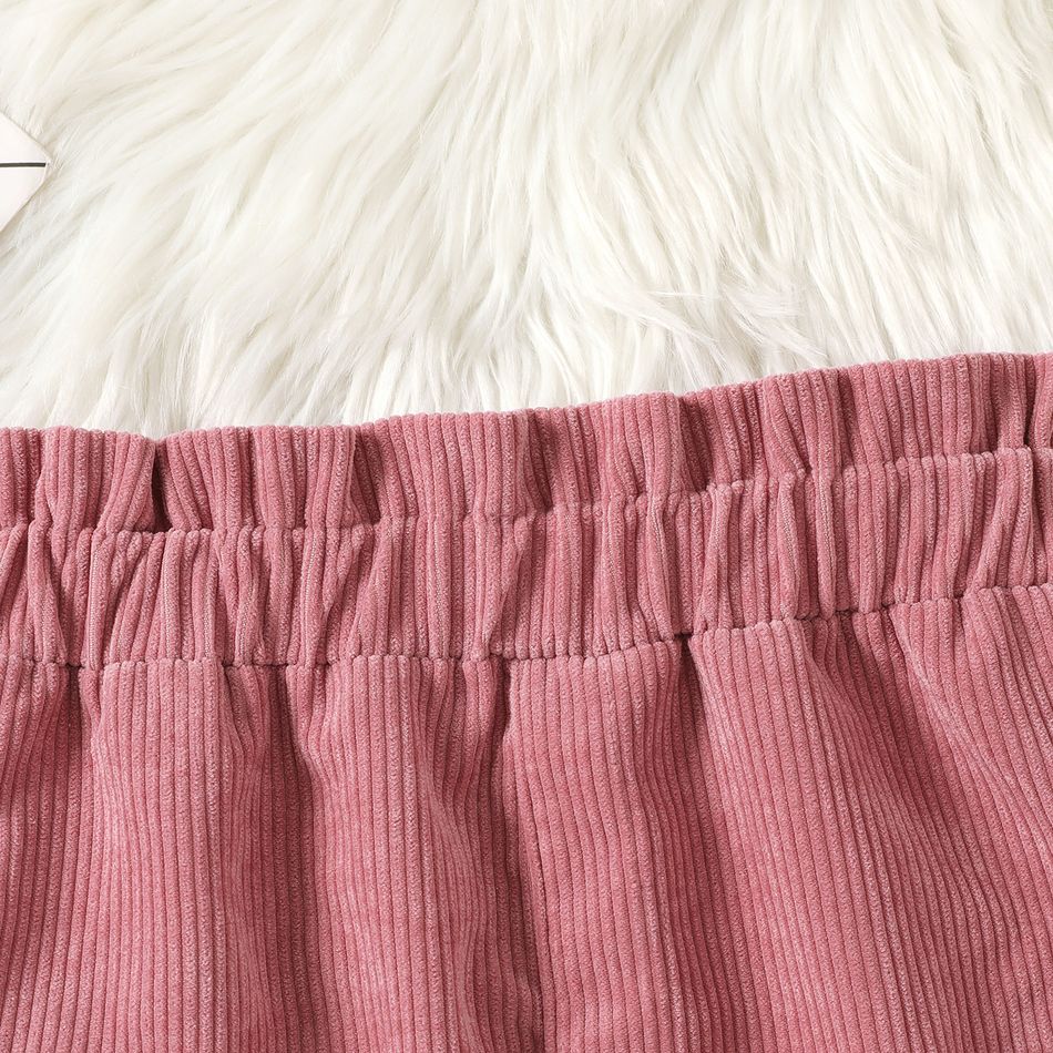 Kid Girl Pocket Design Solid Color Paperbag Skirt Pink big image 4