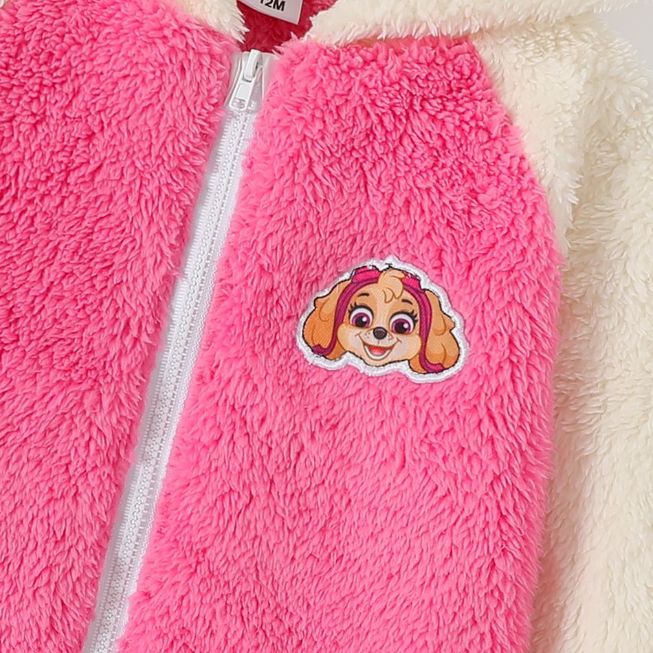 PAW Patrol Little Boy Thickened Thermal Fuzzy Contrast Raglan-sleeve Hooded Coat Hot Pink big image 2