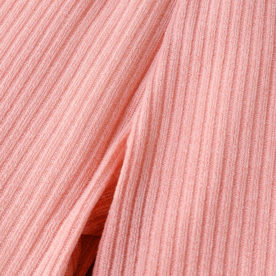 Kid Girl Solid Color Bowknot Design Mesh Splice Flared Pants Pink