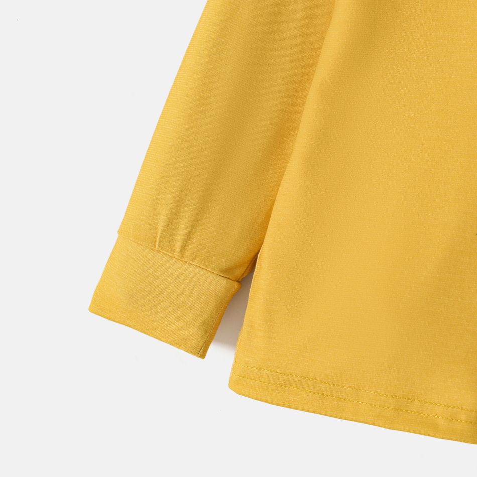 2pcs Toddler Boy Basic Solid Color Long-sleeve Tee and Pants Pajamas Sleepwear Set Yellow big image 5