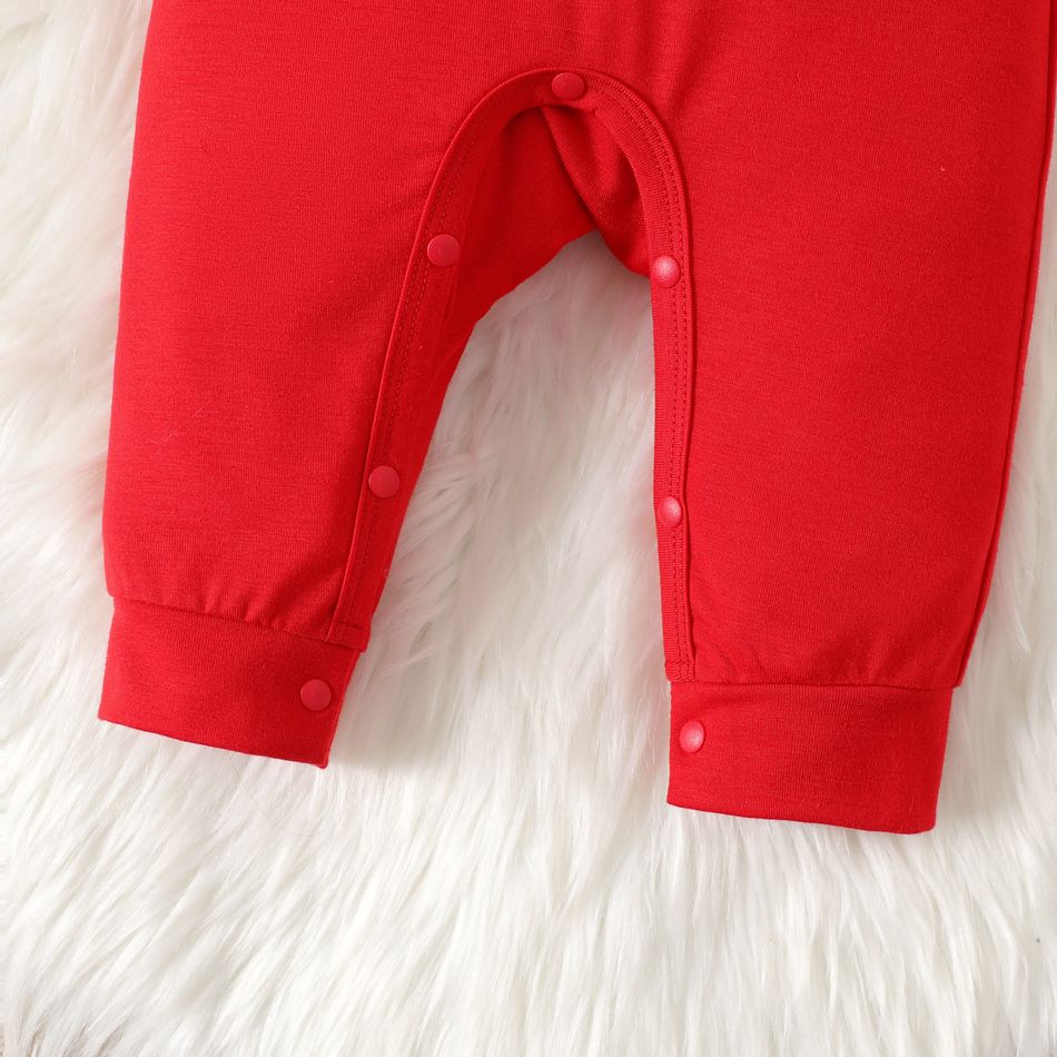 New Year Baby Boy/Girl Letter & Number Print Long-sleeve Jumpsuit Red big image 5