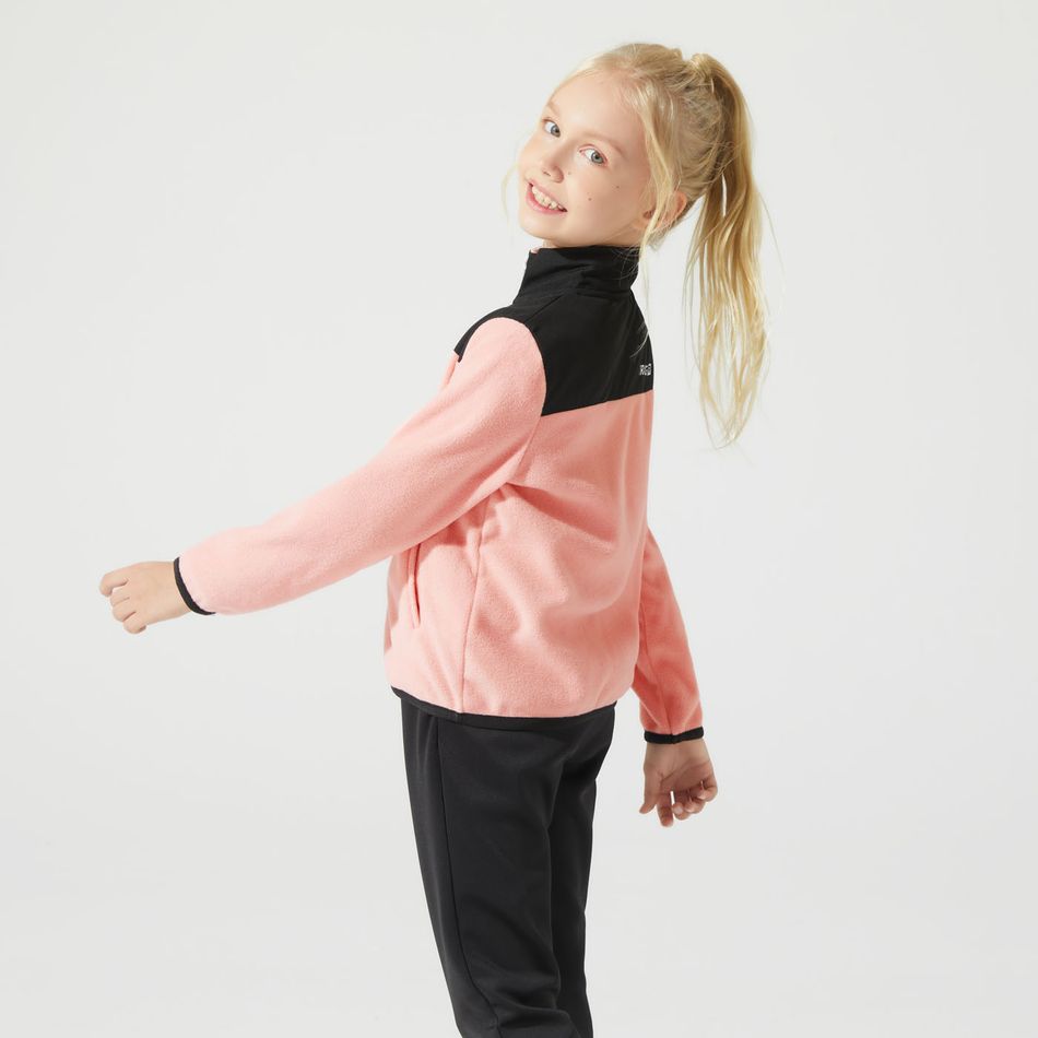 Activewear Kid Boy/Kid Girl Colorblock Stand Collar Polar Fleece Jacket Pink big image 5