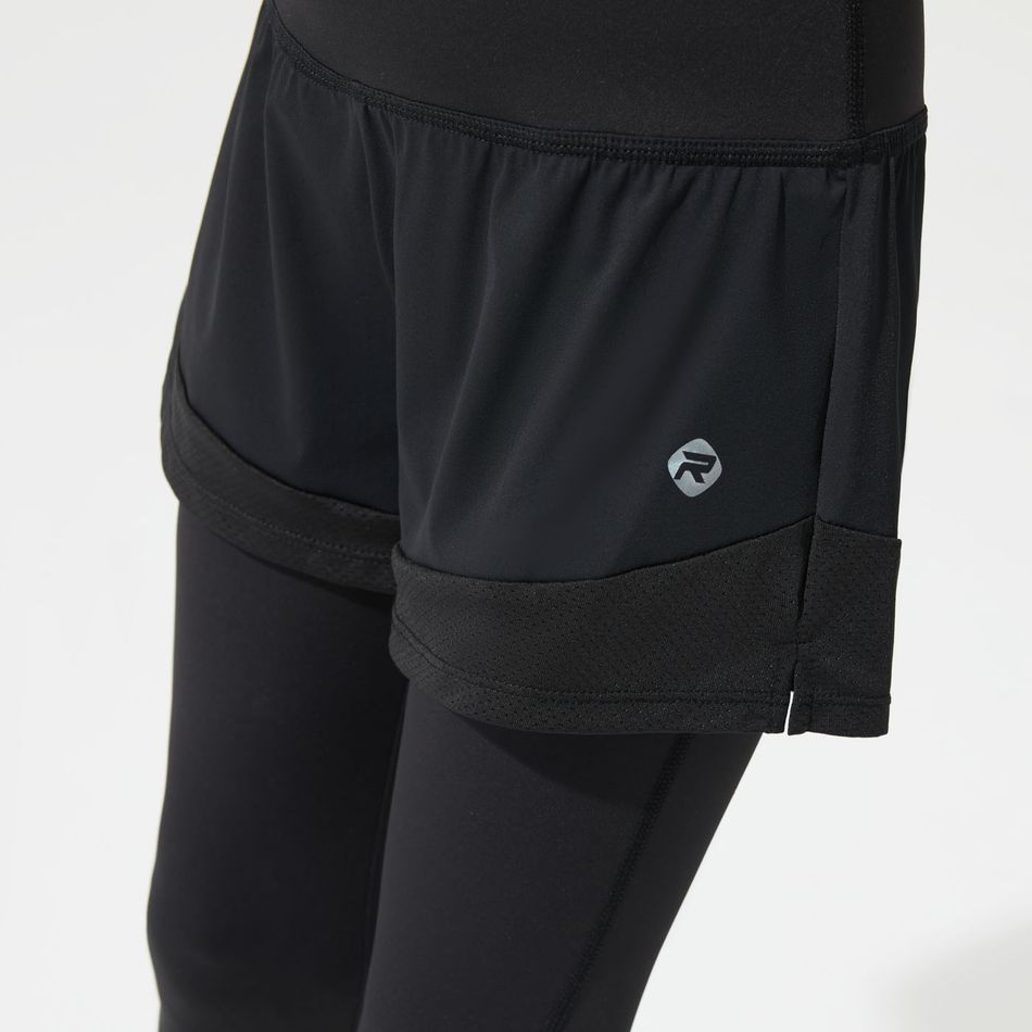Leggings de shorts pretos de menina de criança de activewear, faux-two Preto big image 4