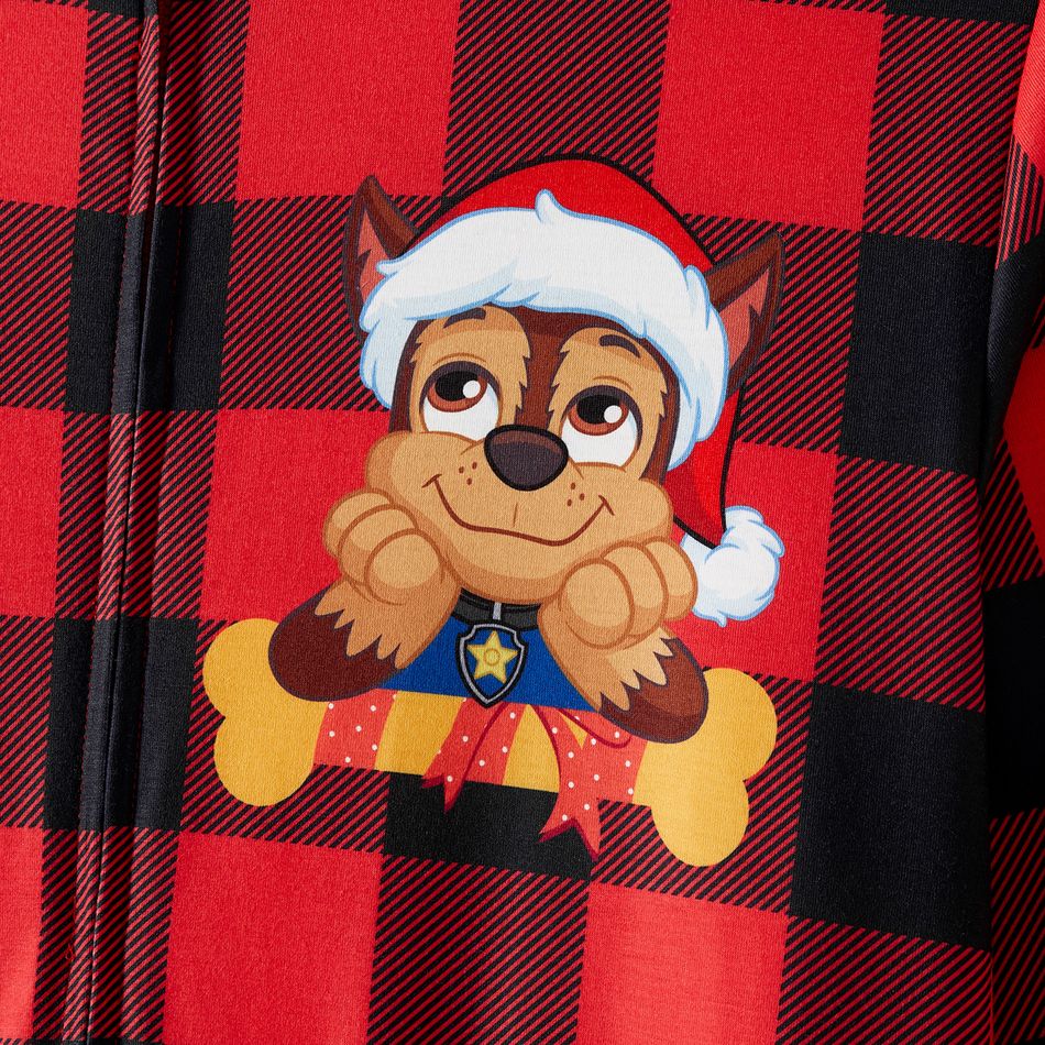 PAW Patrol Family Matching Cartoon Dog Print Christmas Red Plaid Long-sleeve Onesies Pajamas (Flame Resistant) redblack big image 5