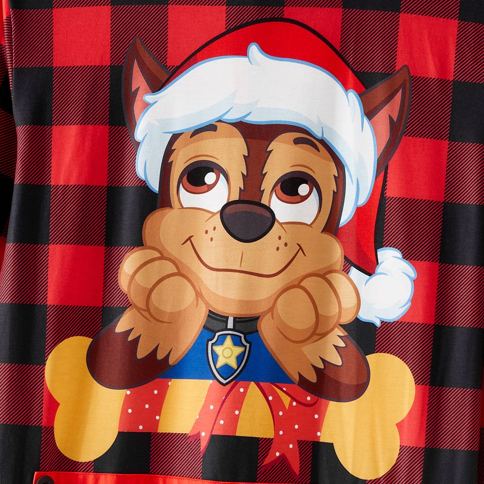PAW Patrol Family Matching Cartoon Dog Print Christmas Red Plaid Long-sleeve Onesies Pajamas (Flame Resistant) redblack big image 6