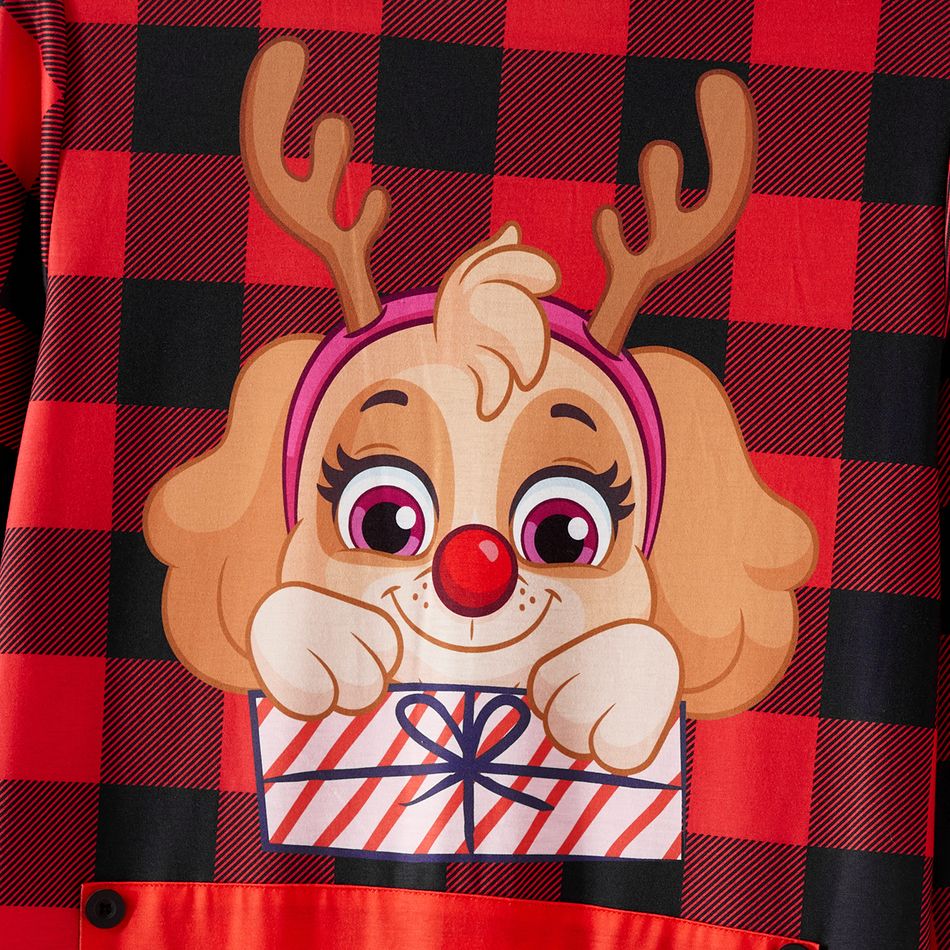 PAW Patrol Family Matching Cartoon Dog Print Christmas Red Plaid Long-sleeve Onesies Pajamas (Flame Resistant) redblack big image 11