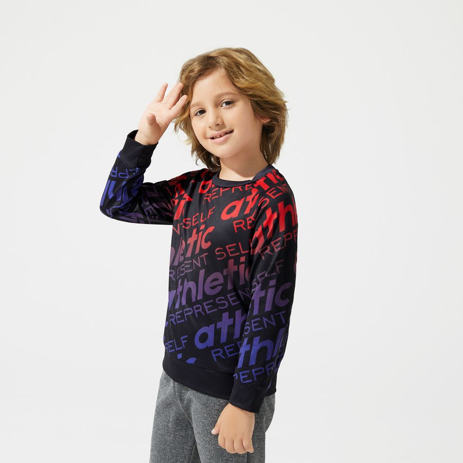 Activewear Kid Boy Letter Print Raglan Sleeve Pullover Sweatshirt Ombre big image 5