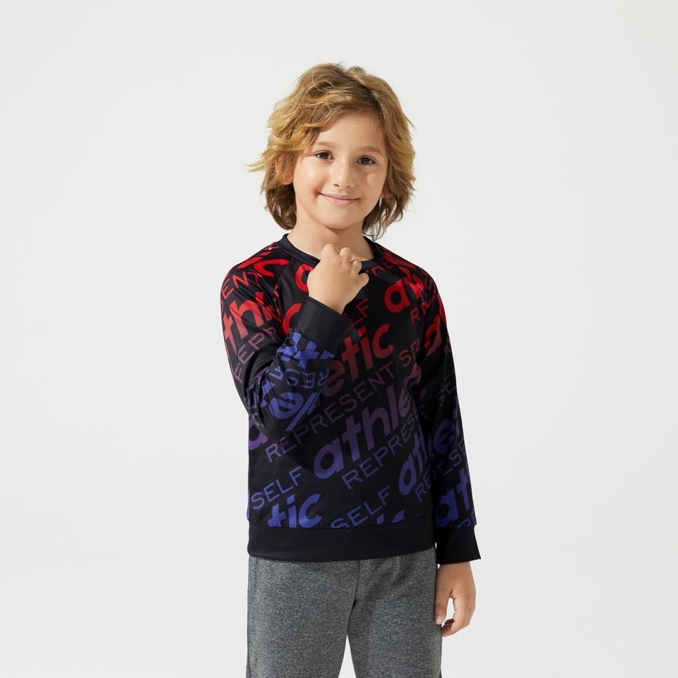 Activewear Kid Boy Letter Print Raglan Sleeve Pullover Sweatshirt Ombre big image 3