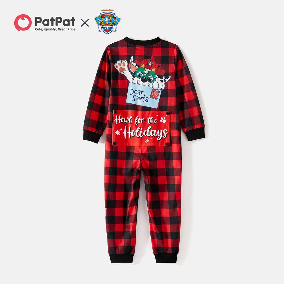 PAW Patrol Family Matching Cartoon Dog Print Christmas Red Plaid Long-sleeve Onesies Pajamas (Flame Resistant) redblack big image 13